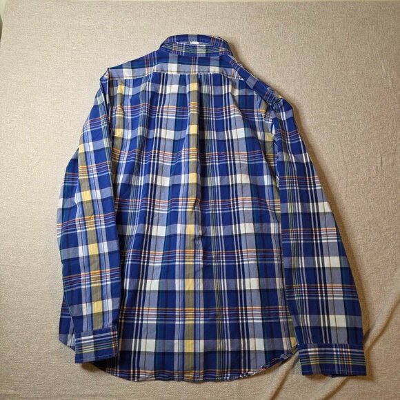 Ralph Lauren Custom Fit Button Down Shirt XXL Blue Yellow Plaid Long Sleeve Clas - Picture 6 of 6